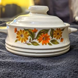 Retro floral SERVE'n STORE stoneware print 5" Cappi